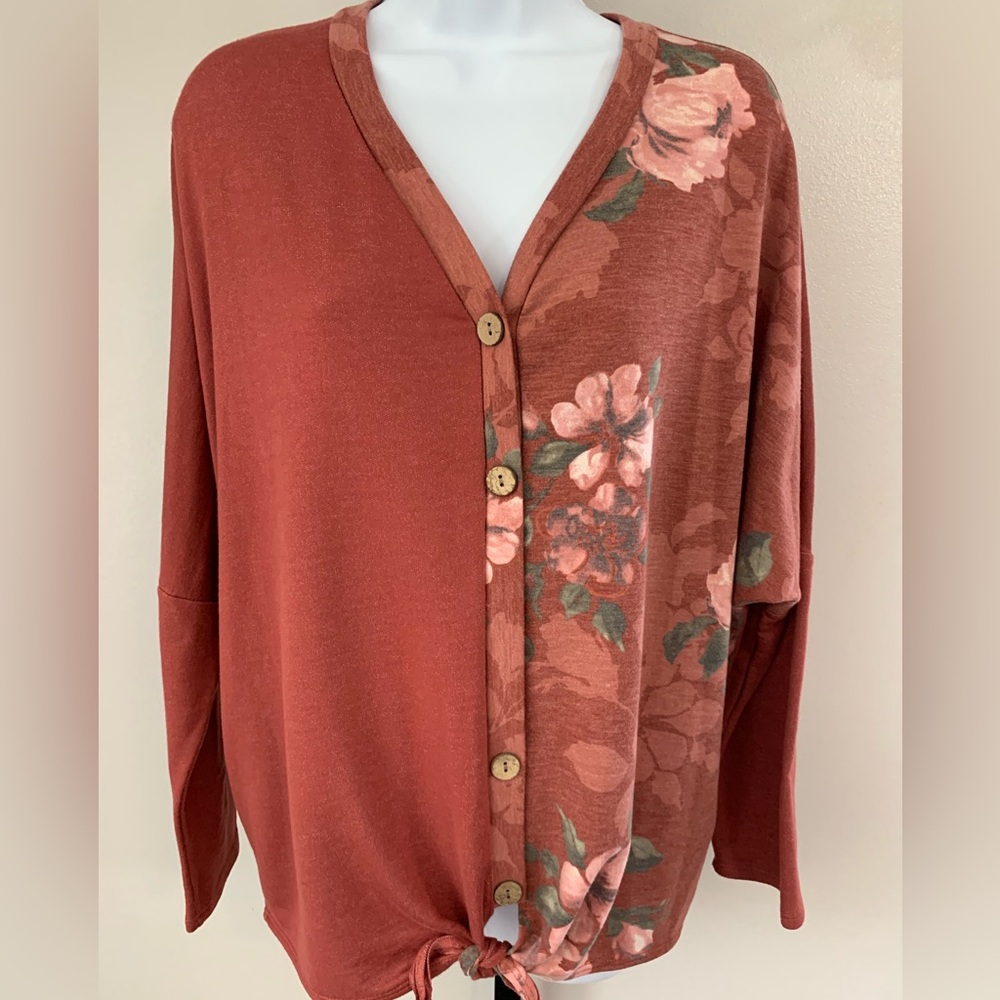 A.gain Floral Button Up Cardigan